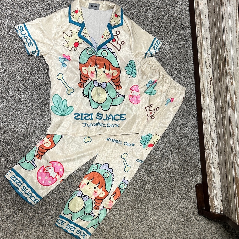 SAM Kids Pajama Set - Cream and Teal